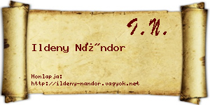 Ildeny Nándor névjegykártya